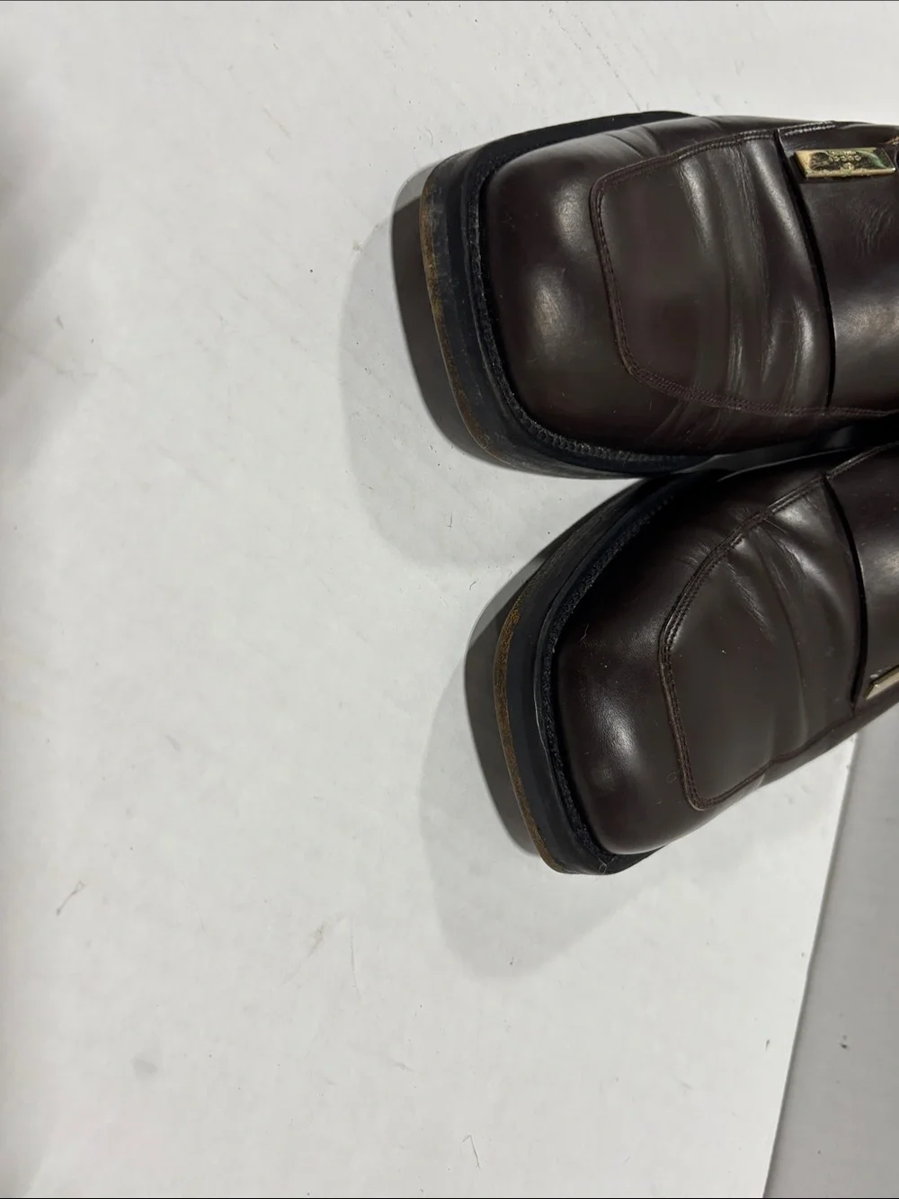 Gucci Dress Shoes Mens size 8D Brown Leather Square-toe Loafers